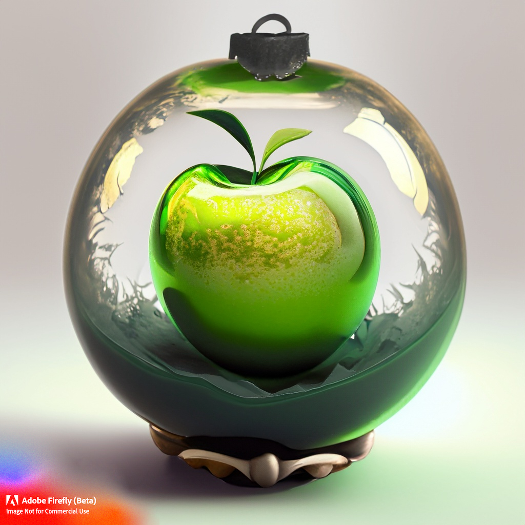 Firefly A decorative glass ball with a green apple inside 46899