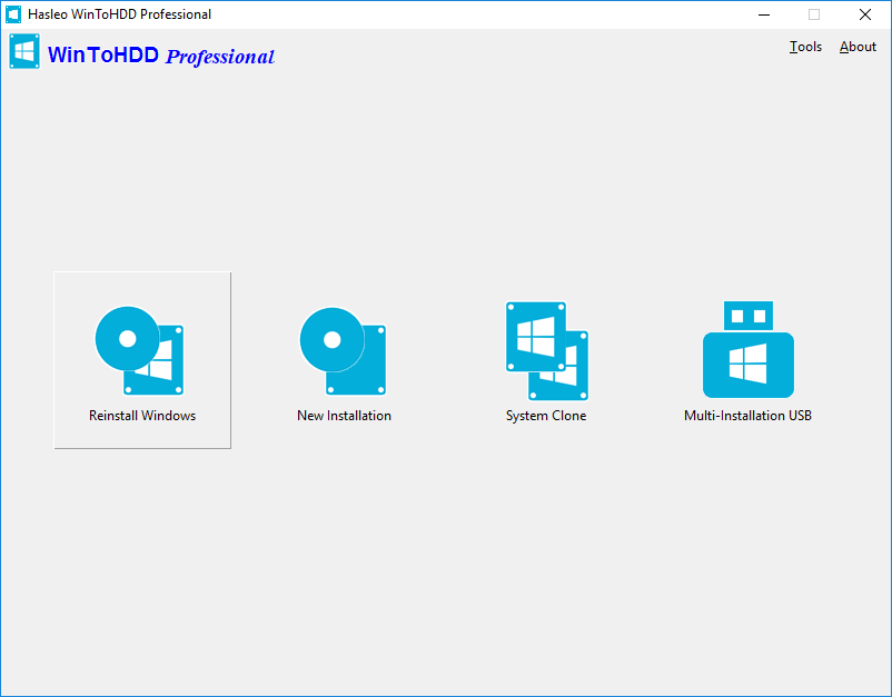Wintohdd select reinstall action